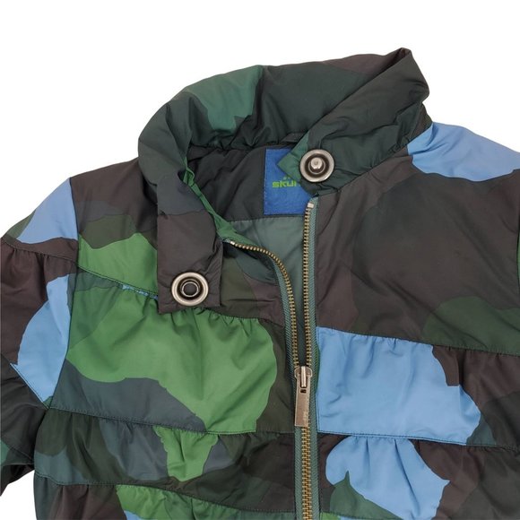 Skunkfunk Multicolor Camouflage Full Zip Mock Neck Puffer Jacket - Picture 2 of 16